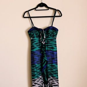 BCBGMAXAZRIA colorful strapless zebra dress